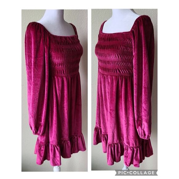 Milkmaid Velvet‎ Regency Smocked Dress XS Pink Romantic Fairy Lauren Conrad - Picture 7 of 12